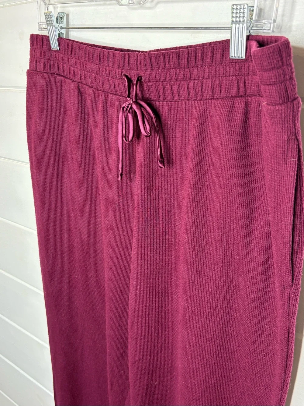 Victoria’s Secret Waffle Knit Lounge Jogger Pants Burgundy High Rise Size Large